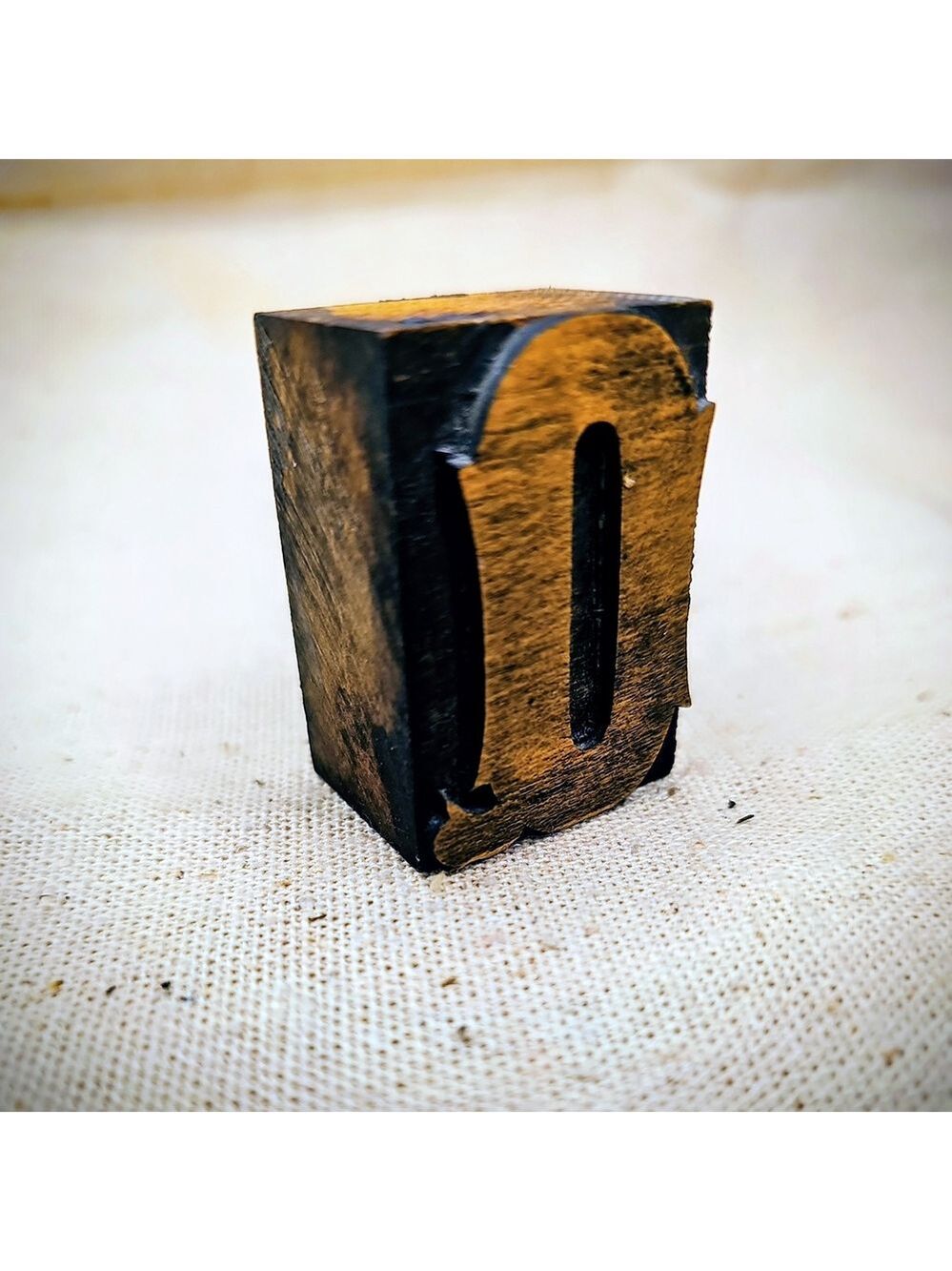 Antique Wooden Letterpress Block Q